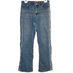 COS Embroidered Bootcut Jeans in Light Blue Wash/Cream Embroidery Women’s 8